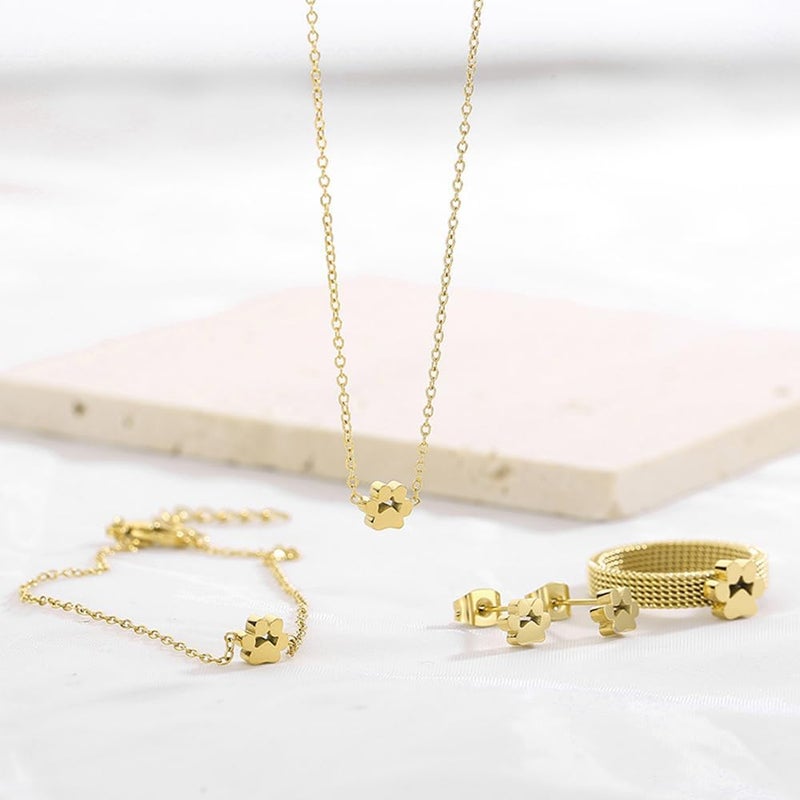 OIDIMS Dog Cat Paw Necklace Lovely Animal Choker Dainty Paw Print Pendant Necklace Chic Little Dog Kitten Pet Adjustable Charm Necklace Birthday Valentine's Day Gifts Minimalist Jewelry for Women Mom - Image 3